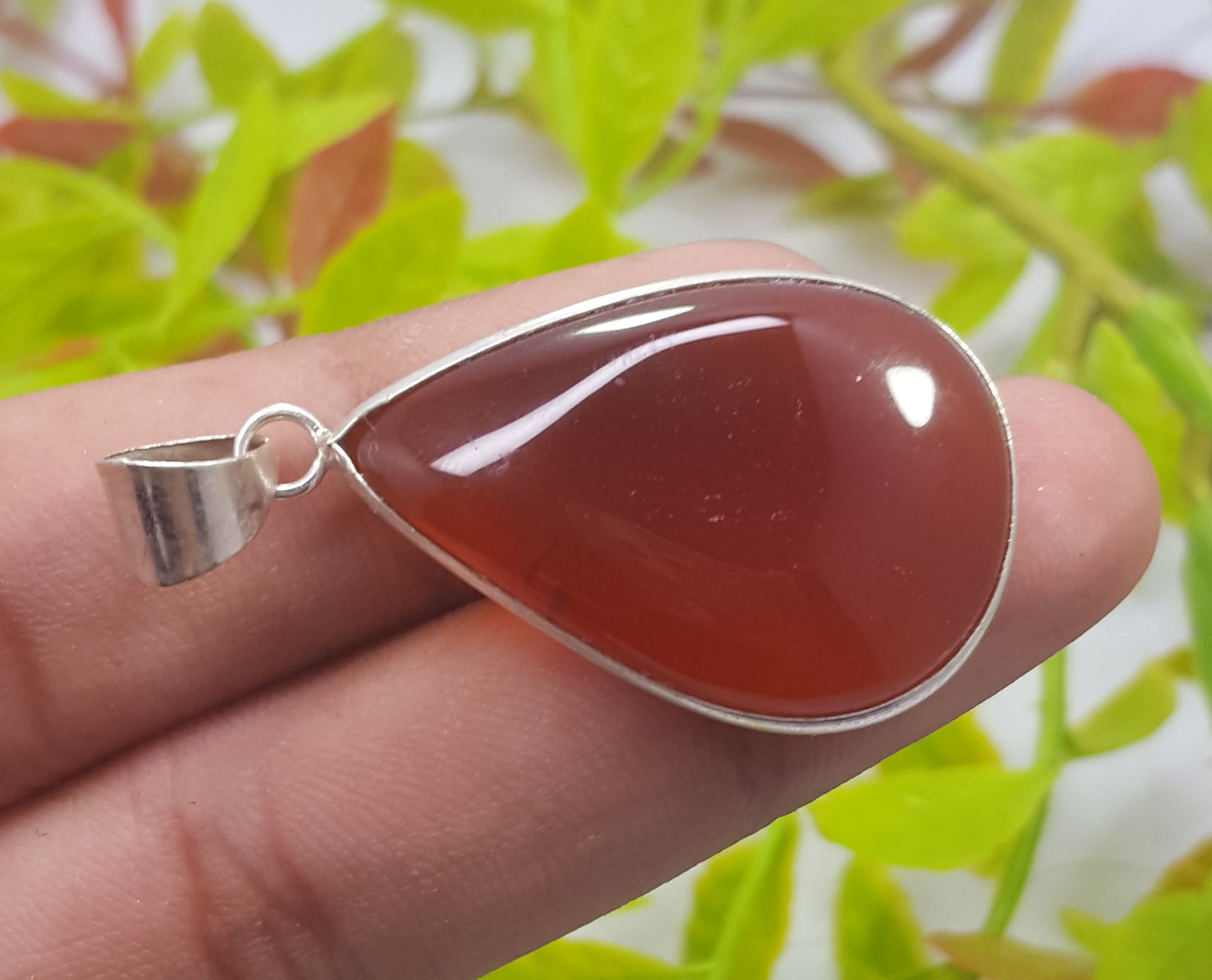 Natural Hessonite Garnet Gemstone Pendant, Handmade Pendant, 92.5 Sterling Silver