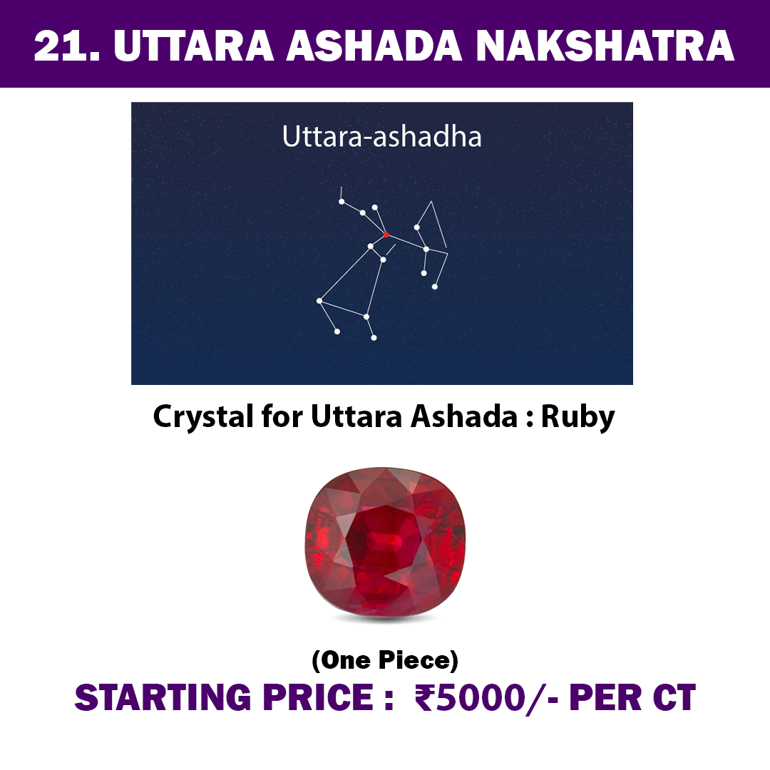 21. Uttara Ashada Nakshatra Crystal, Ruby Stone for Strength & Healing