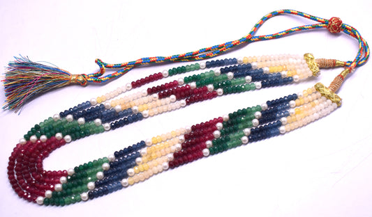 This vibrant necklace features multi-color quartz mix faceted beads (4mm-5mm) with a tassel, offering elegance and color.
 #QuartzNecklace #FacetedBeads #TasselNecklace #GemstoneJewelry #ColorfulJewelry #ElegantJewelry






