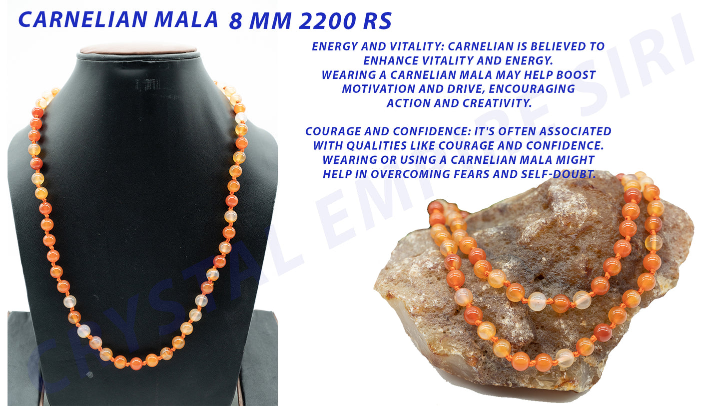 CARNELIAN Crystal Necklace, Mala - Handmade Jewelry, Beaded Necklace, Healing Crystals and Stones