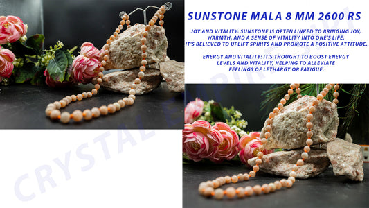 Sunstone Mala, Prayer Necklace, Tibetan Mala, Knotted Mala, Sunstone Necklace, Bead Mala, Sunstone Mala, Yoga, Mantra Mala