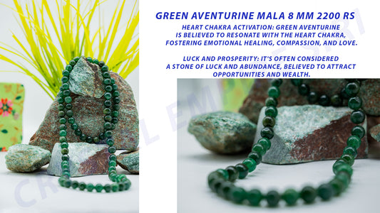 natural green aventurine 108 beads jaap mala for reiki, healing, money and wealth.