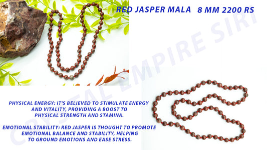 Red Jasper Handmade Mala Beads Necklace -Blessed Karma, Nirvana, Meditation, 8mm Prayer Beads,