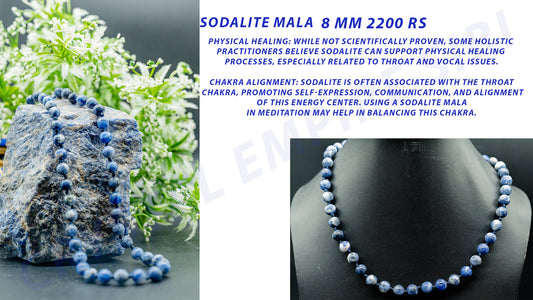 SODALITE Mala-108 Bead Mala-Mala Beads-Gemstone Mala-Crystal Mala-Meditation Mala-Blue Mala-Stone-Traditional-Yoga-Knotted-Tassel