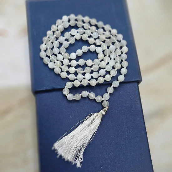 Moonstone Jaap Mala – Spiritual Healing Beads for Meditation & Peace