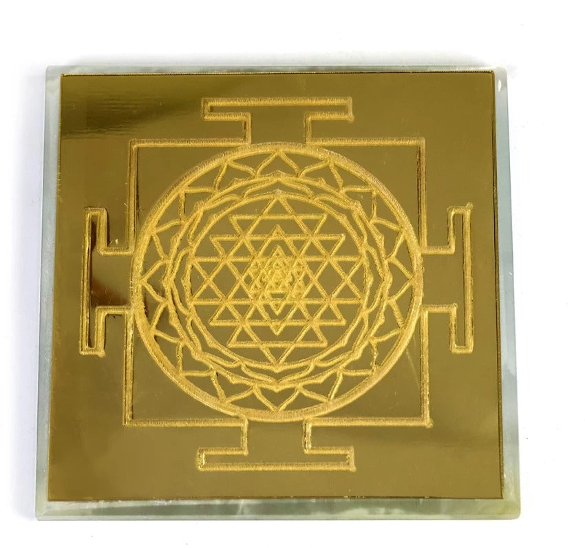 Shri Yantra selenite charging plate, Sacred Geometry, Selenite crystal grid