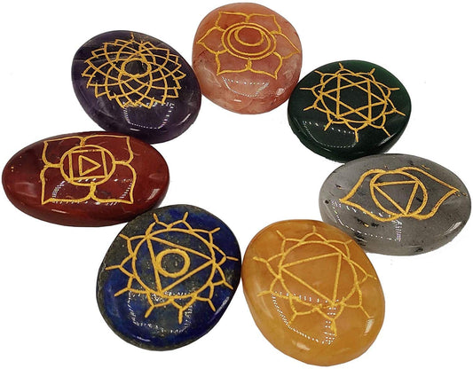 Seven Chakra Meditation reiki Palm Stones-Harmony of the Chakras 7 Chakra Stone