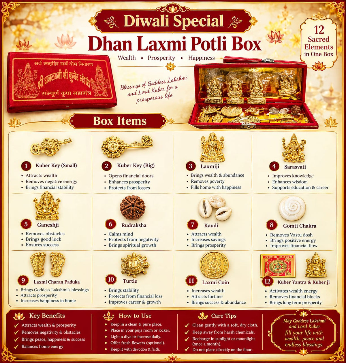 Lakshmi Kuber Yantra Box for Wealth, Prosperity & Puja