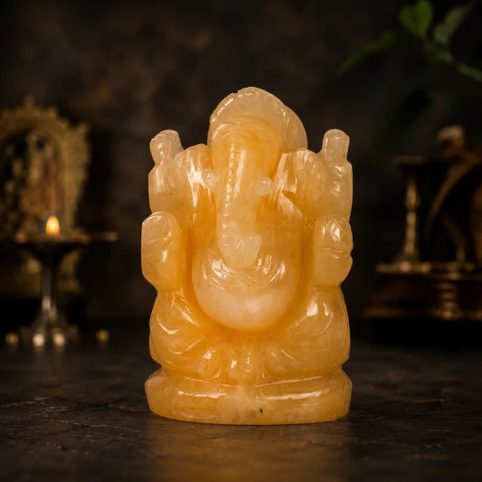 Yellow Aventurine Ganesh – Natural Stone Ganesha Idol for Home & Office