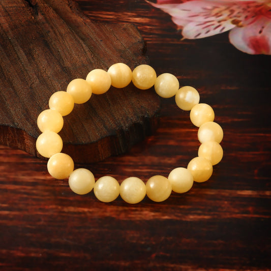 Yellow Calcite Bracelet Gemstone Beads - Natural Crystals Stretchy Bracelets - Beads Bracelets - Chakra Healing