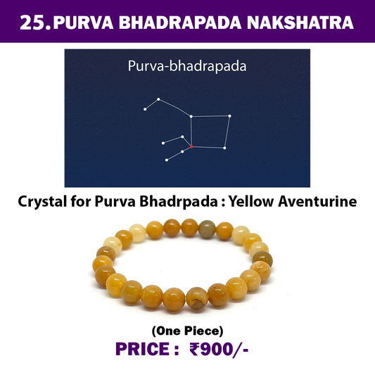 25. Purva Bhadrapada Nakshatra Crystal, Yellow Aventurine Adjustable Bracelet for Healing