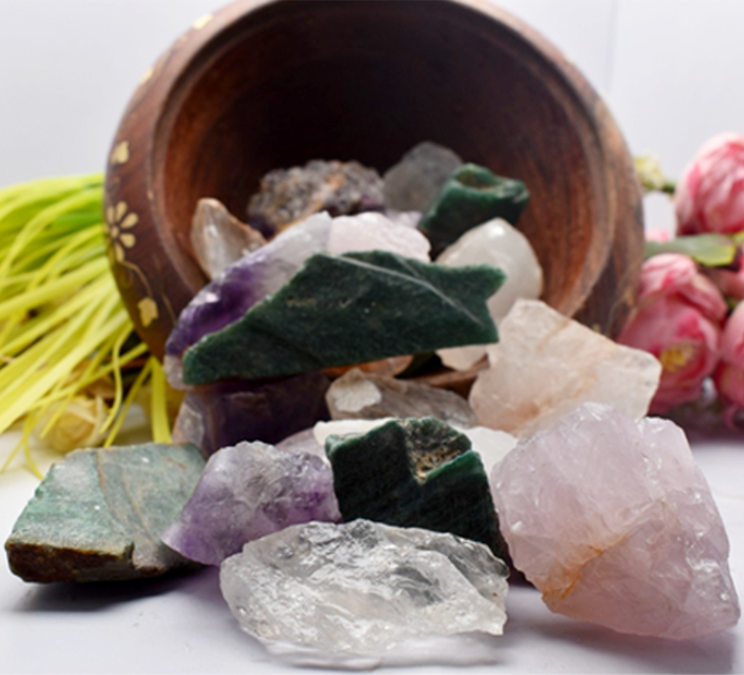 Water Crystals (Set of Raw Stones) with Shungite