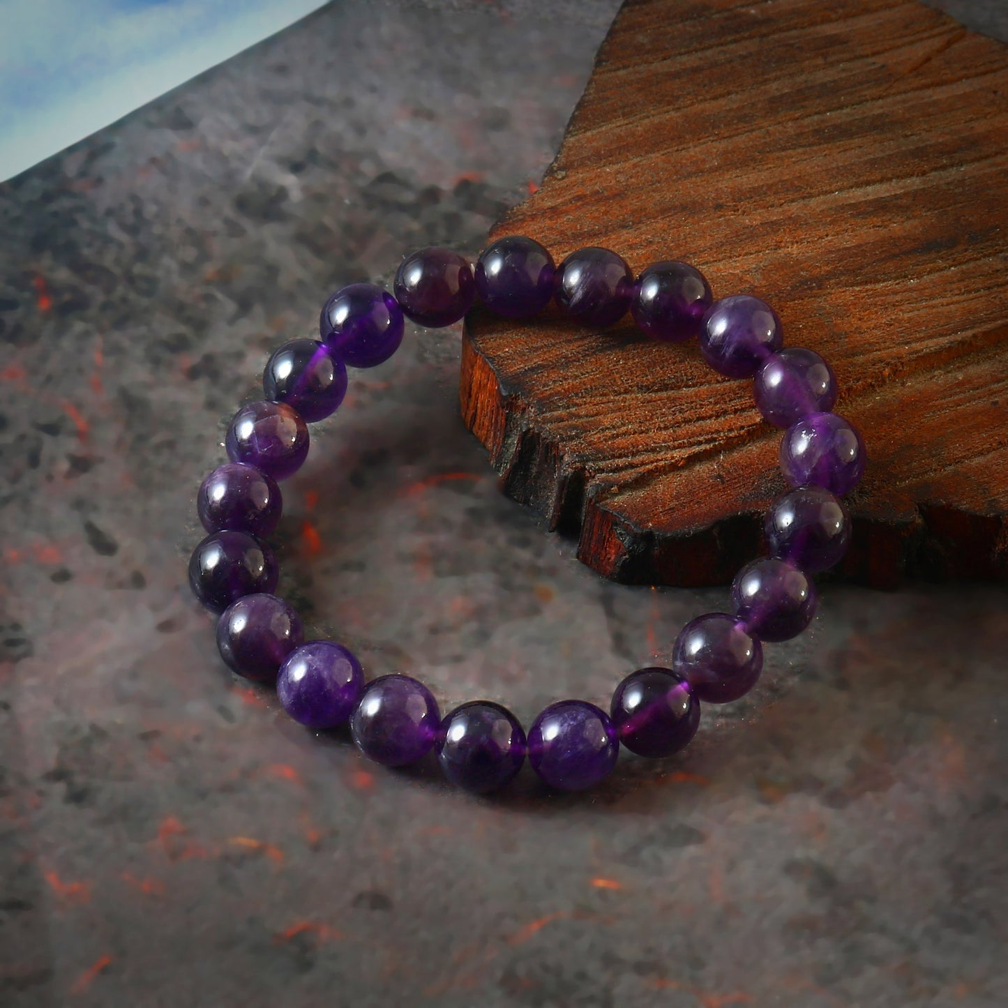 Dream Amethyst Bracelet Custom size With Purple Natural Stone Crystal Beaded Bracelet