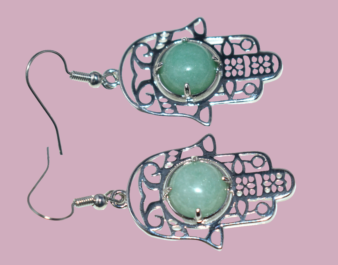 Green Aventurine Ear Hanging,{Earrings} {Weight - 6.25 Gram}