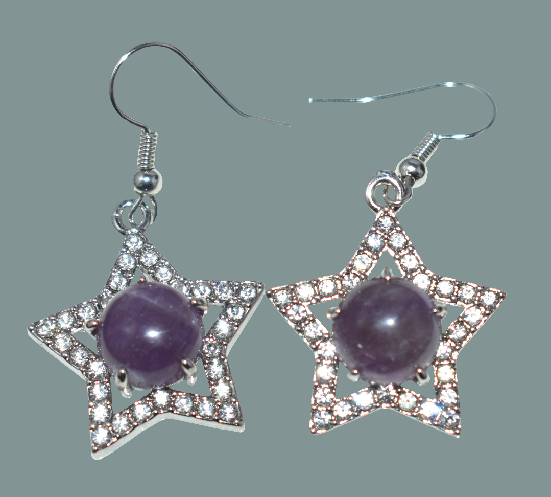 Beautiful Amethyst Ear Hangings, {Earrings} {Weight - 8.00 Gram}