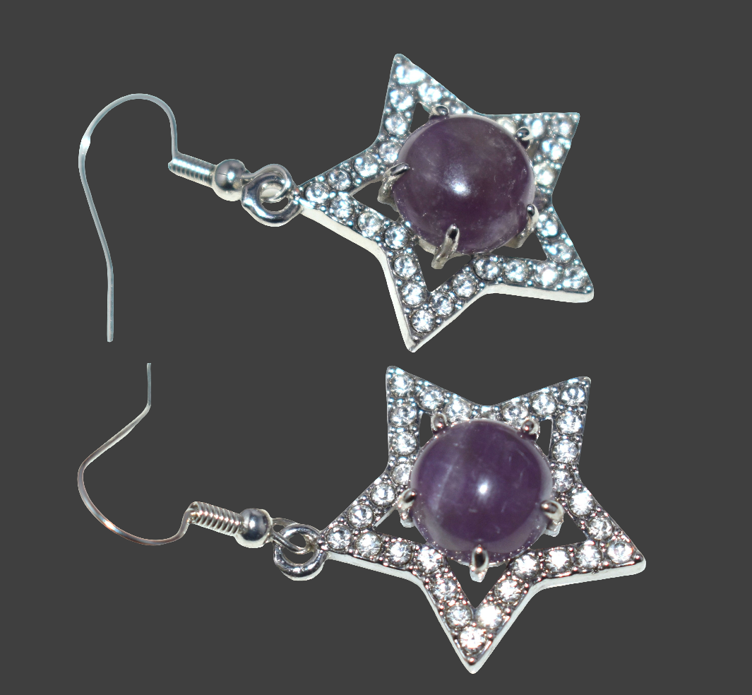 Beautiful Amethyst Ear Hangings, {Earrings} {Weight - 8.00 Gram}