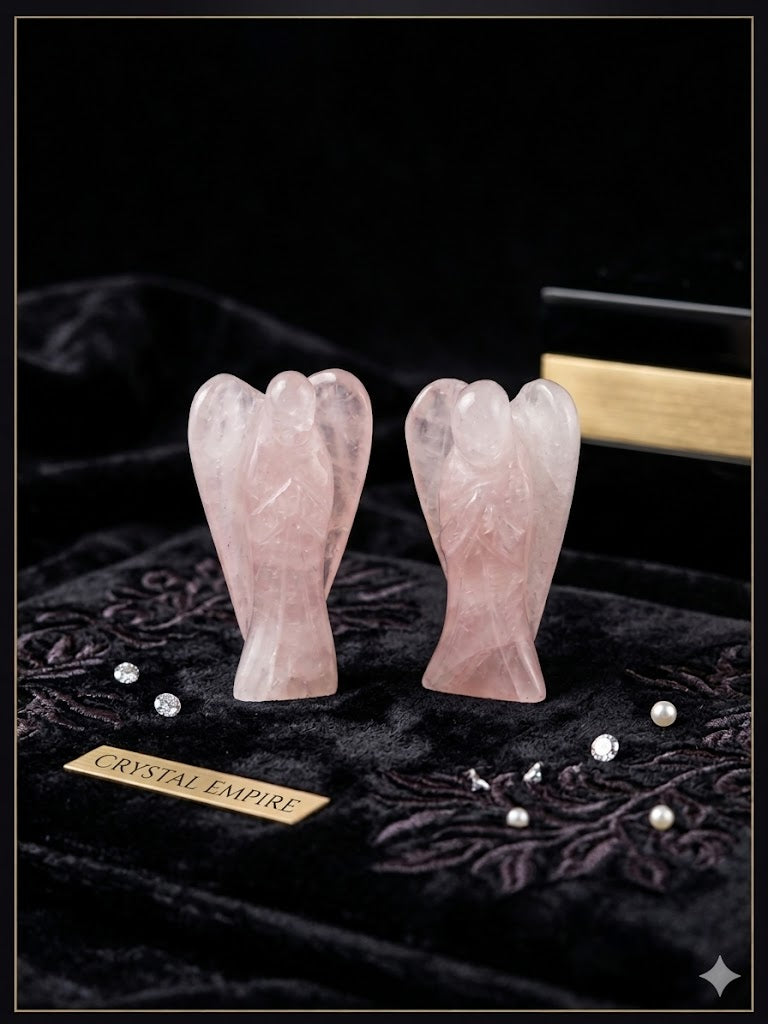 Rose Quartz Angel for Love Healing & Emotional Peace Crystal 2 inches size