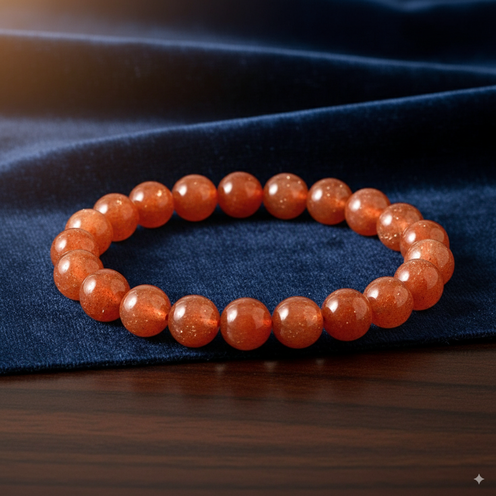 Sunstone Beaded Bracelet - 8 MM Size