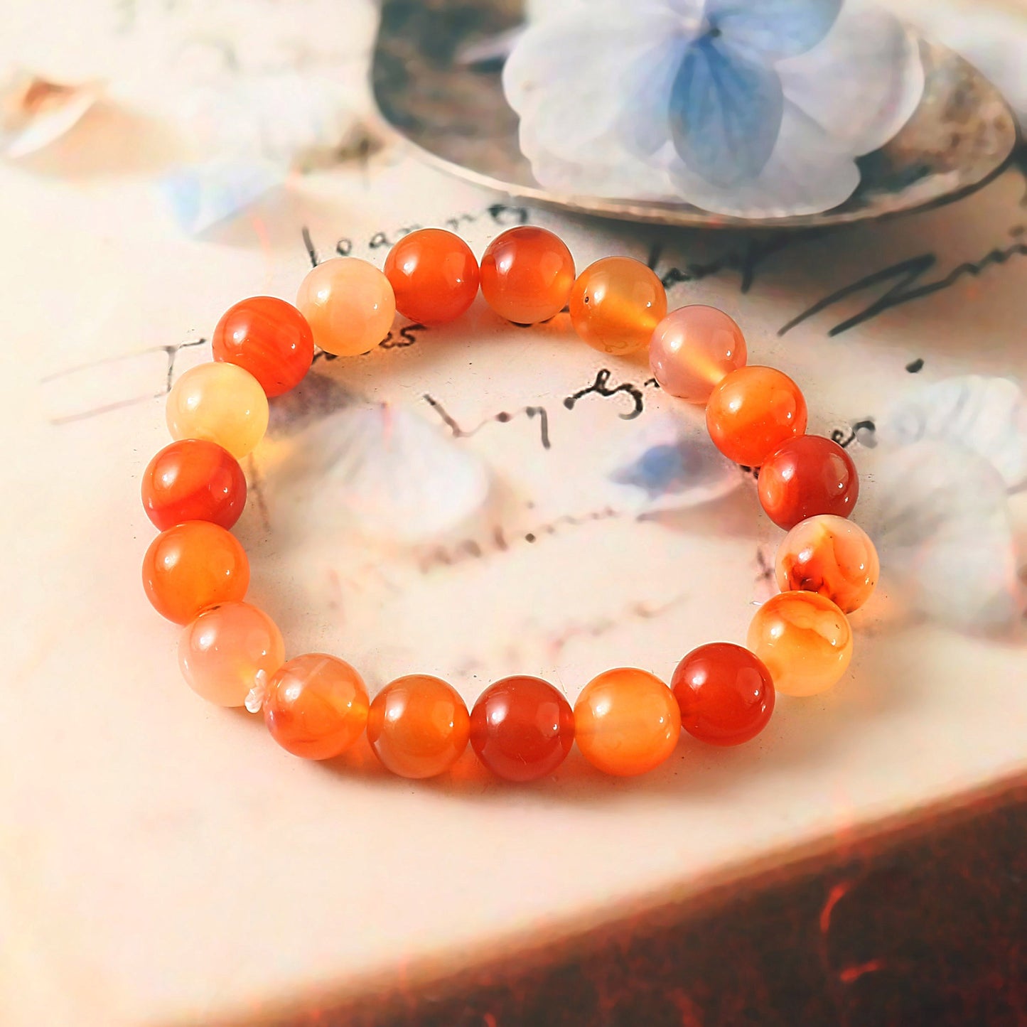 Natural Carnelian Stretch Bracelet - 8mm Red Carnelian Gemstone Beaded Bracelet - Carnelian Birthstone Crystal Yoga Bracelet