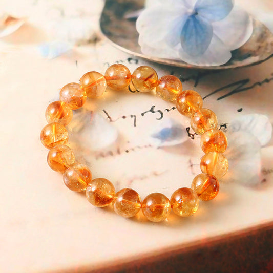 Natural unheated Citrine bead bracelet for women, natural yellow bracelet