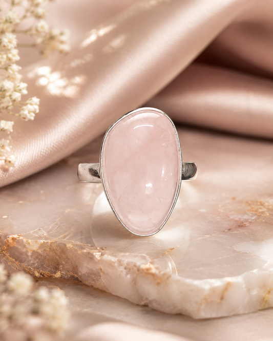 Rose Quartz Adjustable Ring for Love, Peace & Emotional Healing