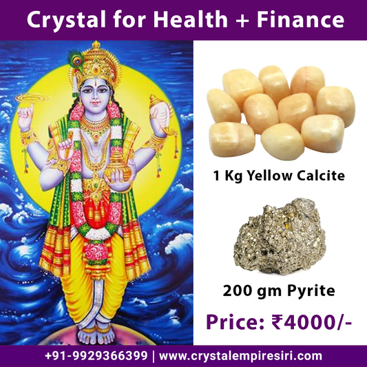 Crystal for Health & Finance – Yellow Calcite & Pyrite | Dhanvantri Crystal Kit – Health & Wealth Booster