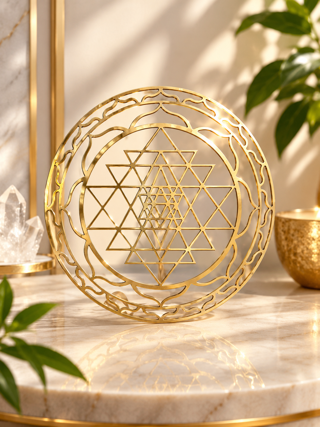 Golden Shree Yantra Grid | Sacred Geometry Grid for Meditation & Spiritual Practices
