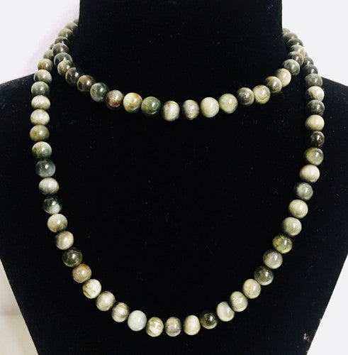 Cat's Eye Mala 8mm 28 Inches Natural Gemstone Protection Necklace