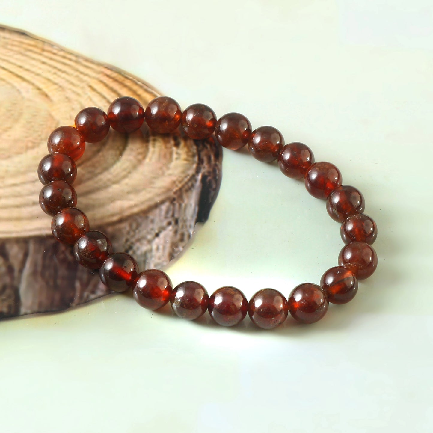 Hessonite Garnet Bracelet-Self RESPECT/CHALLENGES/FERTLITY-Gemstone Healing Bracelet-8mm-Boho Natural Stretchy Bracelet-Crystal Healing