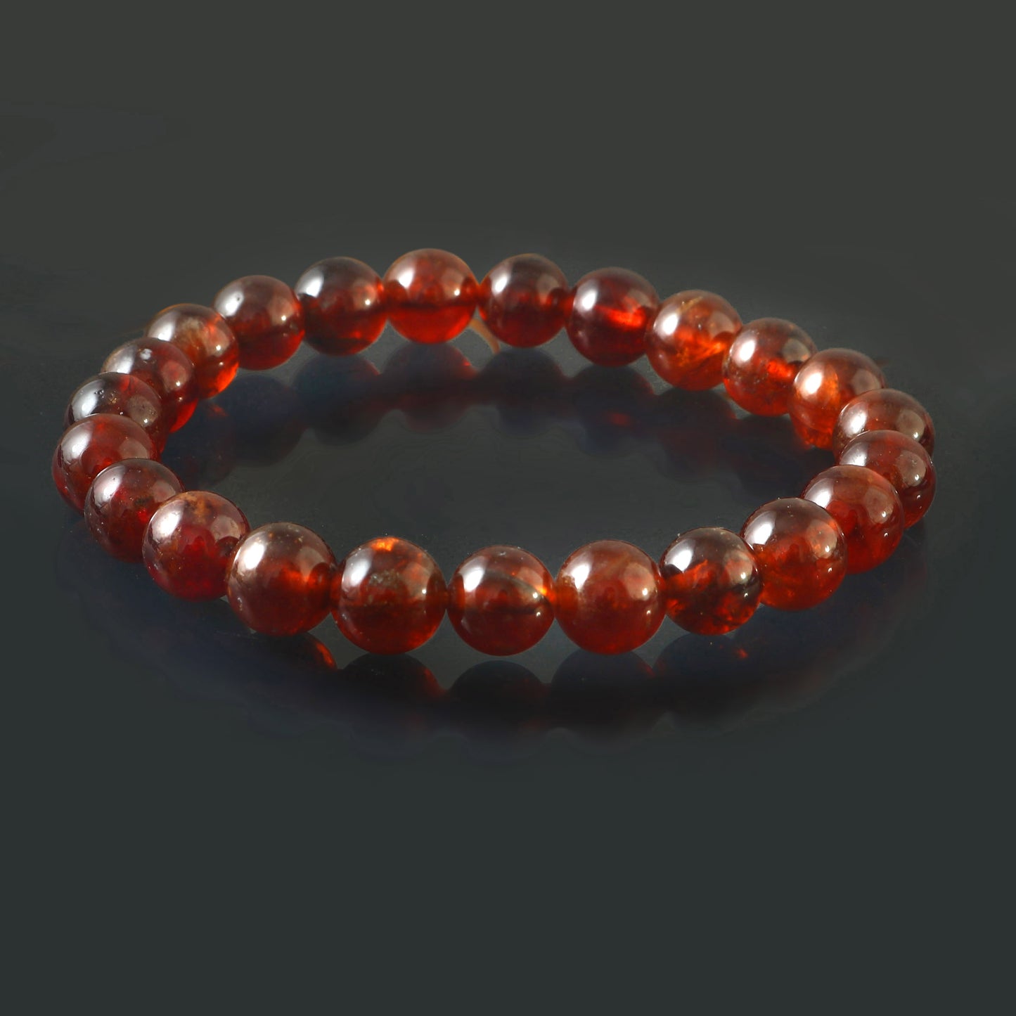 Hessonite Garnet Bracelet-Self RESPECT/CHALLENGES/FERTLITY-Gemstone Healing Bracelet-8mm-Boho Natural Stretchy Bracelet-Crystal Healing