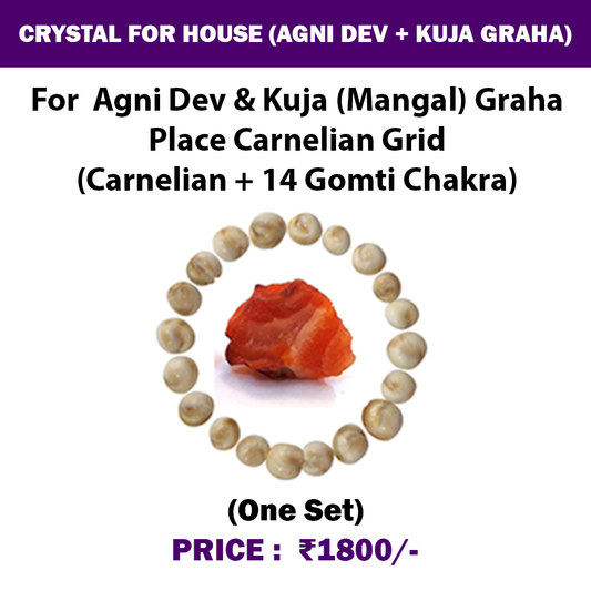 Crystal for House (Agni Dev & Kuja (Mangal) Graha) | Gomti Chakra With Carnelian Rough Gemstone