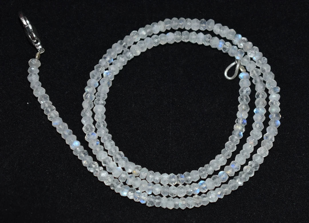 Rainbow Moonstone Mala 4mm 25 Inches | Spiritual Healing Crystal Necklace