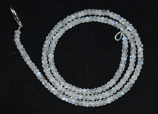 Rainbow Moonstone Mala 4mm 25 Inches | Spiritual Healing Crystal Necklace