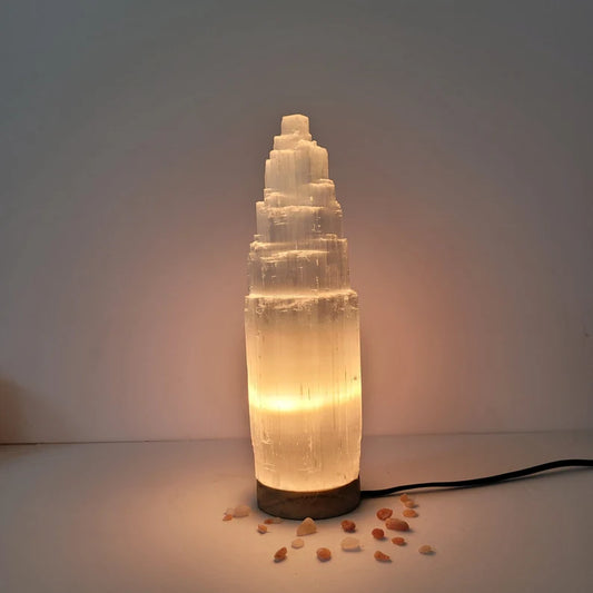 Selenite Lamp With Wire Charger