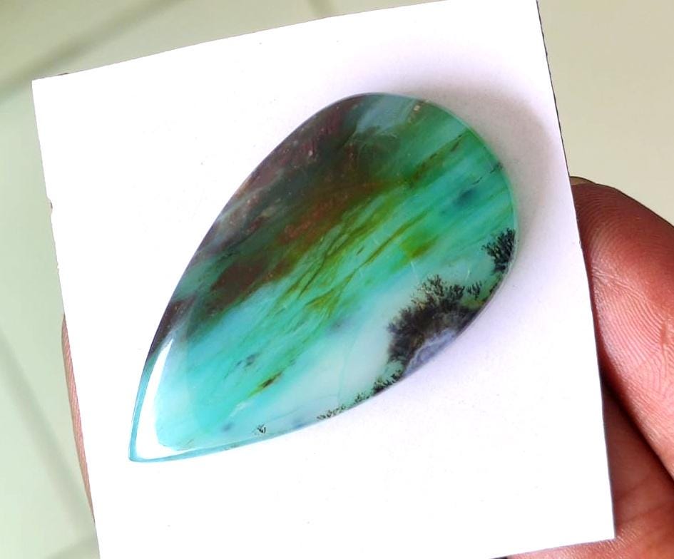 100% Natural Peruvian Opal, Pear Shape Cabochon Loose Gemstone, 44.00 Carat, Size-42x23x7.5mm, For Jewelry Making, Gift For Her