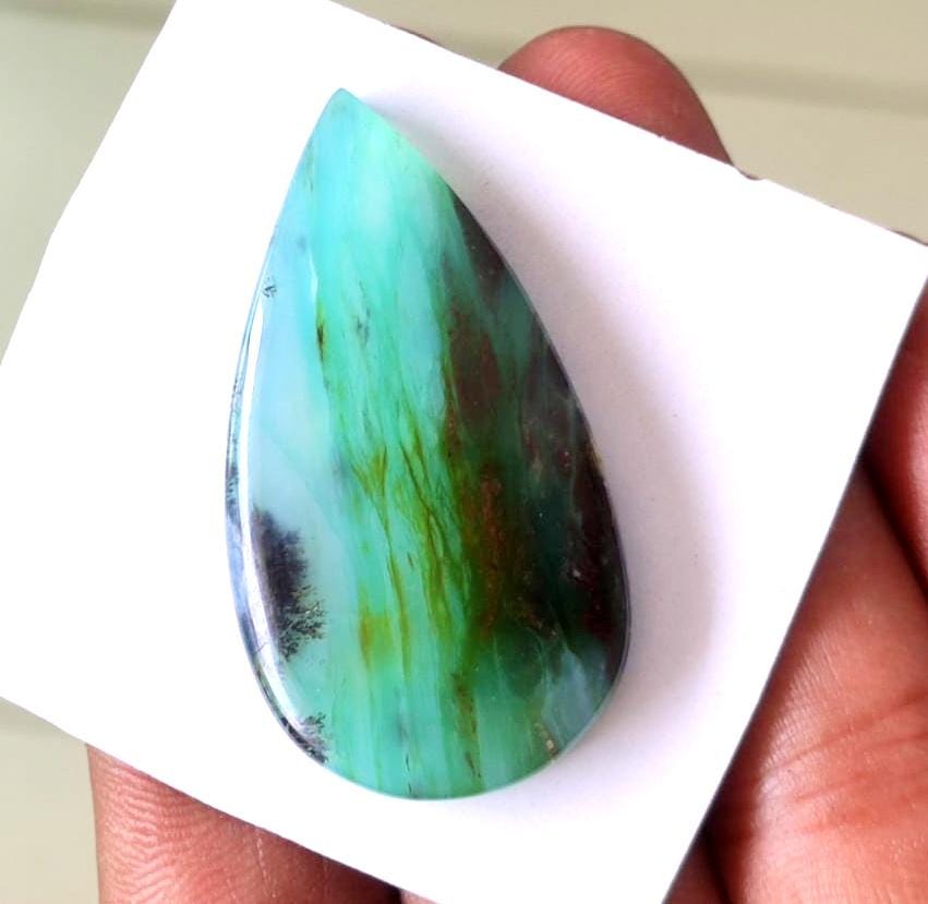 100% Natural Peruvian Opal, Pear Shape Cabochon Loose Gemstone, 44.00 Carat, Size-42x23x7.5mm, For Jewelry Making, Gift For Her