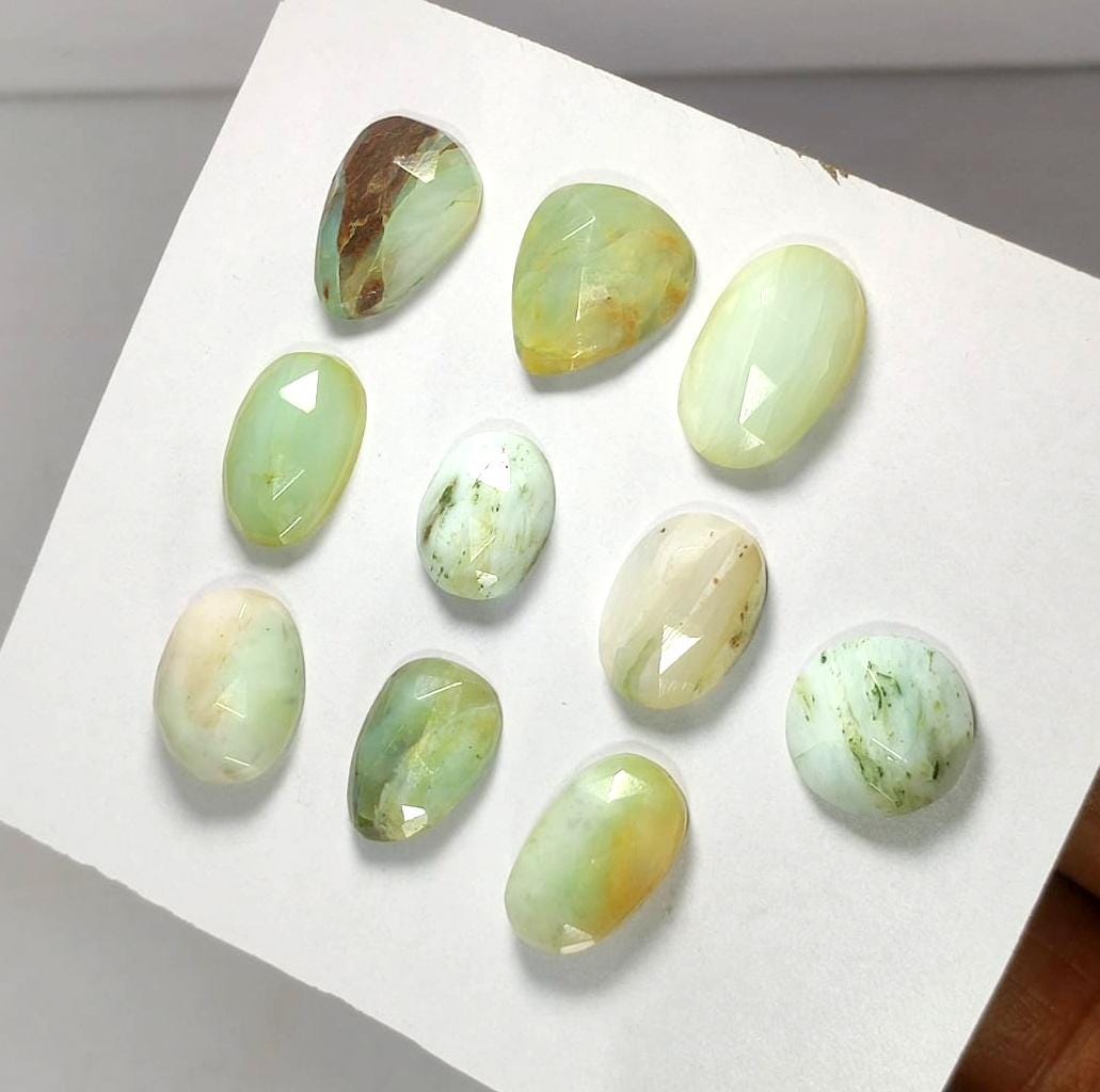 Genuine & 100% Natural Peruvian Opal, Flat Backs Rose Cut Gemstone Lot, 52.40 Carat, Size-17x10x6mm To 9x13x5.5mm, For Jewelry Making,