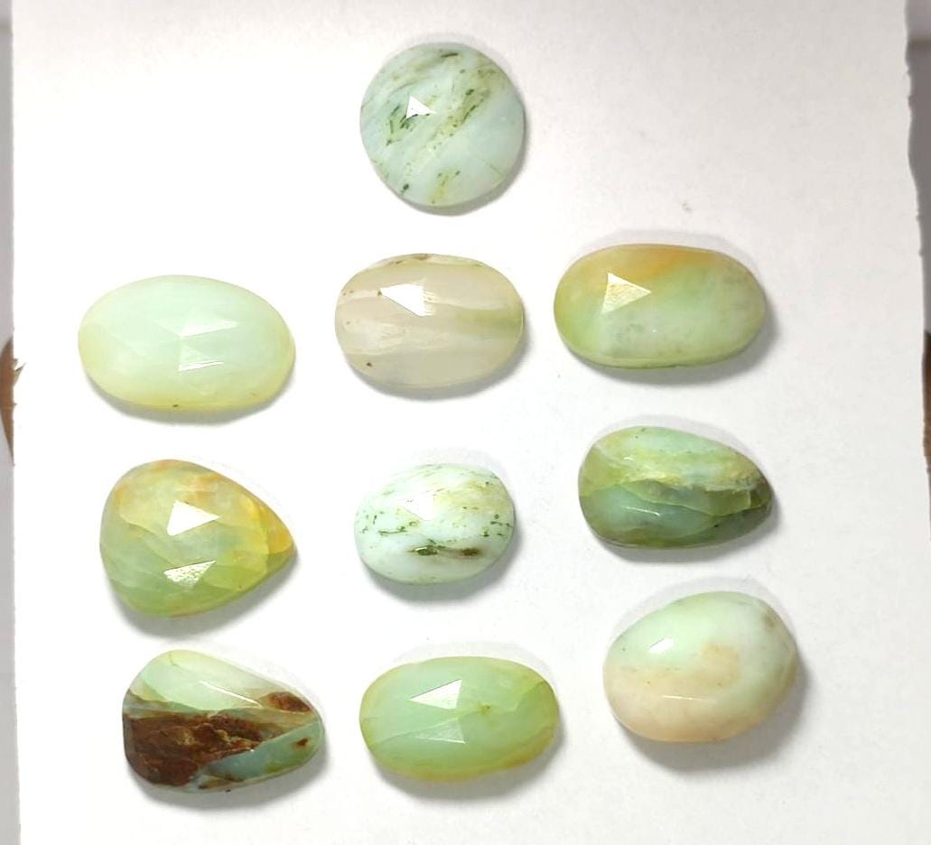 Genuine & 100% Natural Peruvian Opal, Flat Backs Rose Cut Gemstone Lot, 52.40 Carat, Size-17x10x6mm To 9x13x5.5mm, For Jewelry Making,