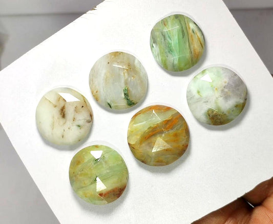 Genuine & 100% Natural Peruvian Opal, Flat Backs Rose Cut Gemstone Lot, 67.20 Carat, Size-19x19x7mm To 16x17x6mm, For Jewelry Making,