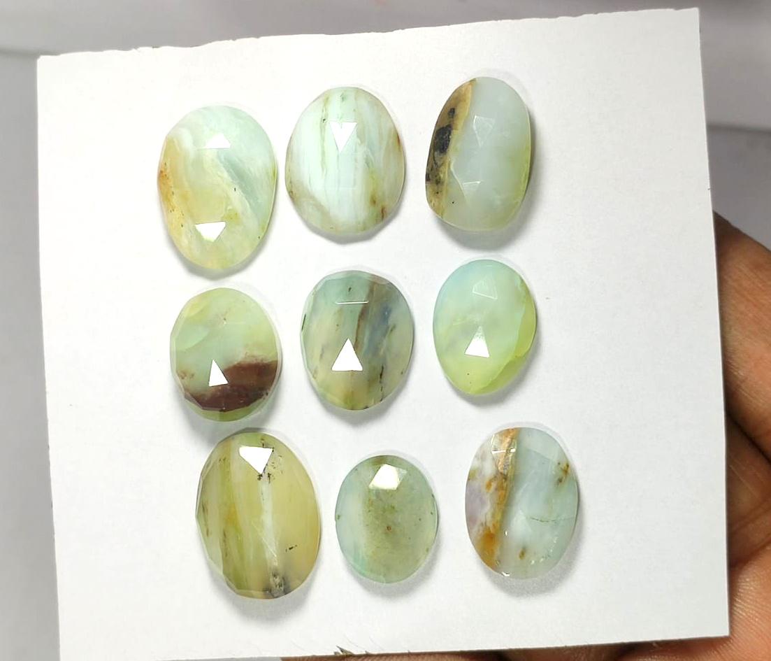 Natural Peruvian Opal, Flat Backs Rose Cut Gemstone Lot, 65.10 Carat, Size-19x15x6mm To 15x12x5mm, For Jewelry Making, Piece-9