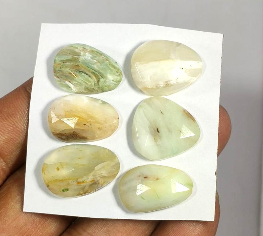 Genuine & 100% Natural Peruvian Opal, Flat Backs Rose Cut Gemstone Lot, 45.90 Carat, Size-18x13x5mm To 19x13x5.5mm, For Jewelry Making,