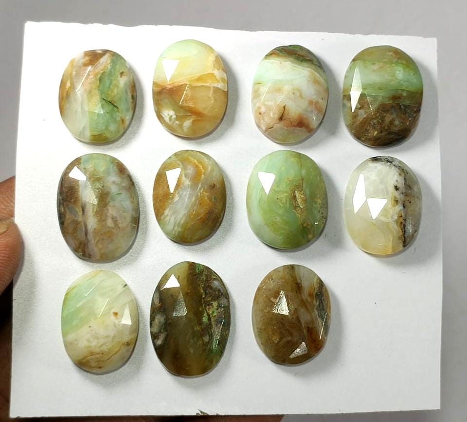 100% Natural Peruvian Opal, Flat Backs Rose Cut Gemstone Lot, 108.50 Carat, Size-20x15x5.5mm To 18x14x5mm, For Jewelry Making, Pieces-11