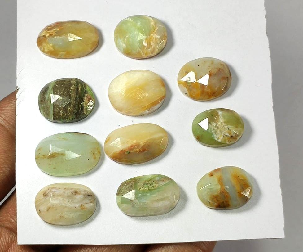 Genuine & 100% Natural Peruvian Opal, Flat Backs Rose Cut Gemstone Lot, 68.40 Carat, Size-18x10x5.5mm To 10x14x6mm, For Jewelry Making,