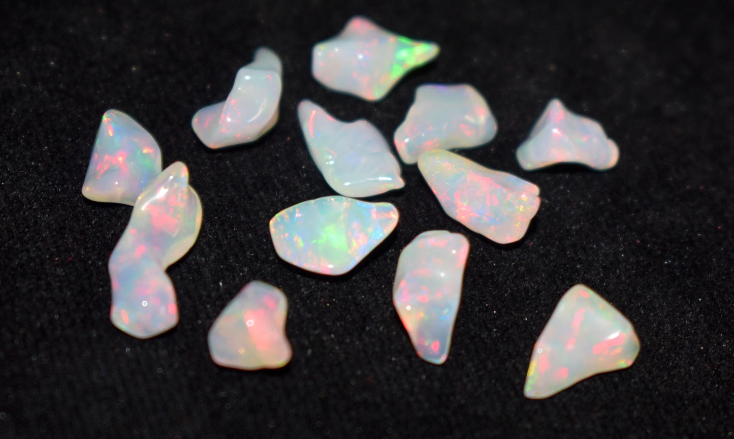 Raw Opal, 100% Natural Ethiopian Opal Rough, Welo Fire Polish Rough, 15.00 Carat, Size-7x8.5x5mm To 7x14x5mm, Gift For Her, Pieces-12