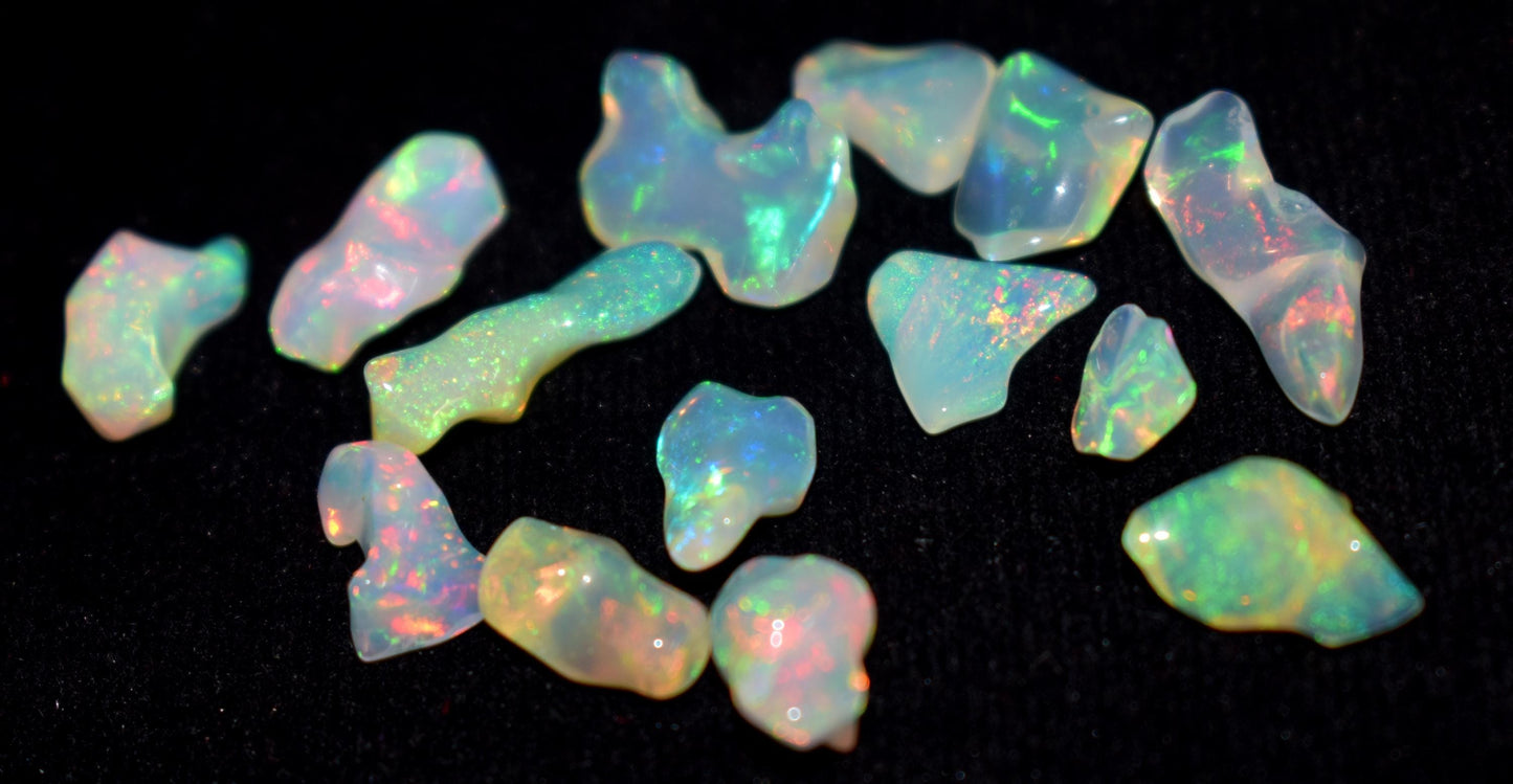 Natural Ethiopian Opal|| Welo Fire Freeform Opal Gemstone Lot|| Opal Polish Rough Stone|| 19.40 Ct|| Size-6.5x7.5x3.5mm - 9.5x15x5mm||