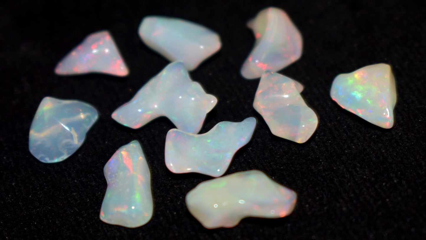 Opal|| Natural Ethiopian Opal|| Welo Fire Freeform Opal Gemstone Lot|| Opal Polish Rough Stone|| 12.70Ct|| Size-7x10.5x5mm To 7x13x5mm||