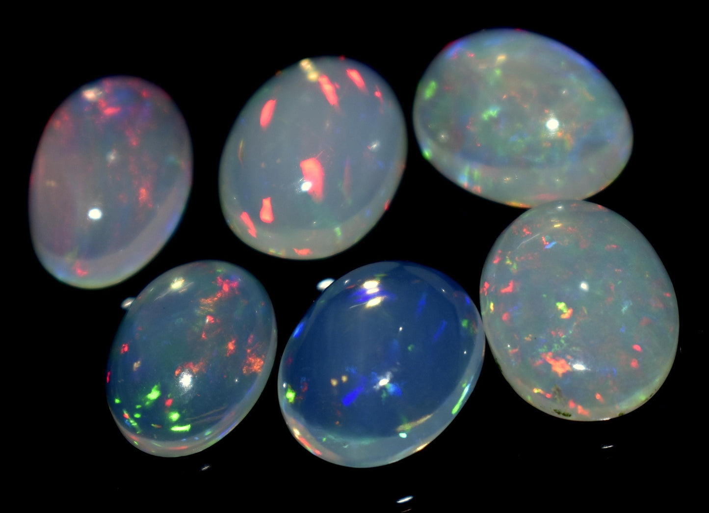 Genuine & Natural Ethiopian Opal, Oval Welo Fire Cabochon Gemstone Lot, 17.70 Ct, Size-13.5x8.5x5mm To 11.5x8.5x4mm, Opal Jewelry Making,