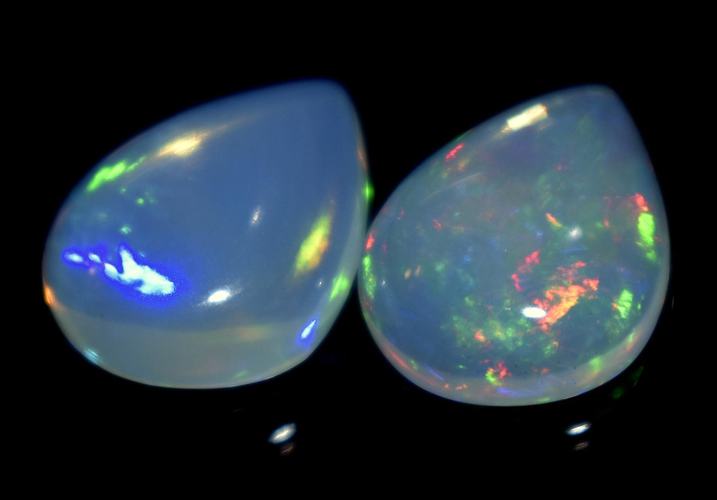 Opal, 100% Natural Ethiopian Opal, Pear Welo Fire Cabochon Gemstone Lot, 6.50 Ct, Size-14x11x5mm To 13.5x11x4.5mm, Opal For Jewelry Making,