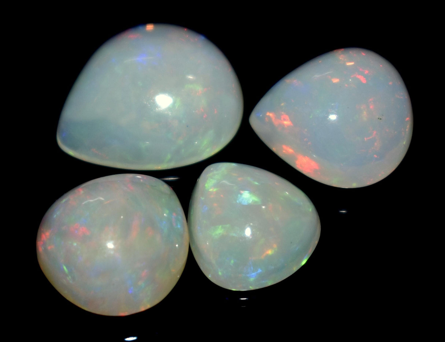 100% Natural Ethiopian Opal, Heart Shape Welo Fire Cabochon Gemstone Lot, 12.00 Ct, Size-14.5x13x5mm To 10.5x9.5x4mm, For Jewelry Making,