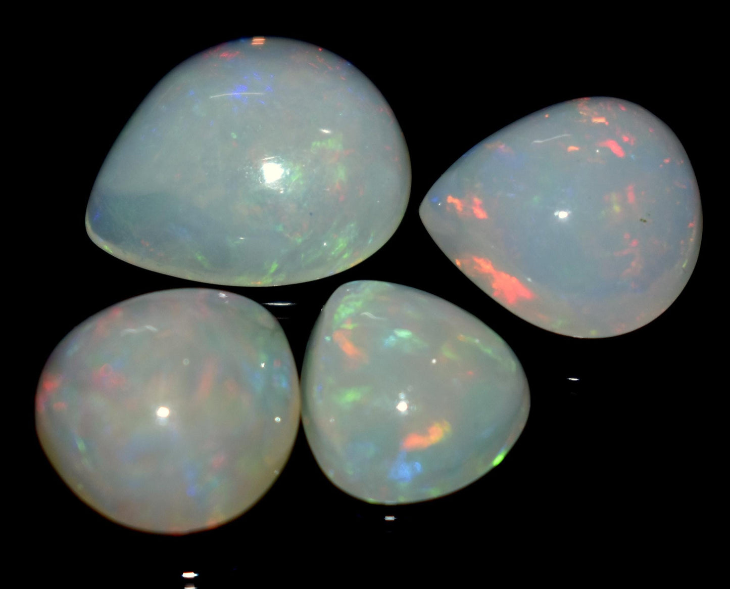 100% Natural Ethiopian Opal, Heart Shape Welo Fire Cabochon Gemstone Lot, 12.00 Ct, Size-14.5x13x5mm To 10.5x9.5x4mm, For Jewelry Making,